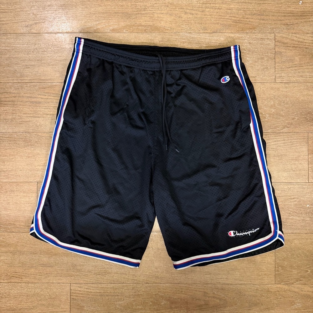 Champion Black Athletic Shorts with Red and Blue Trim men 2XL
